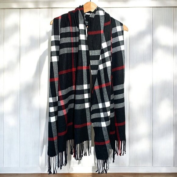 Royal Rossi 100% Cashmere Plaid Scarf With Fringe - Made In Inner Mongolia 38x29 - Picture 1 of 6